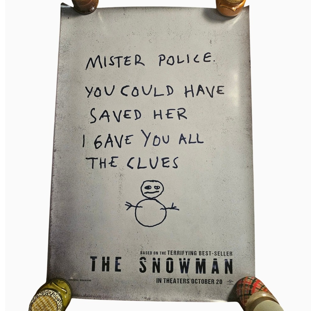 The Snowman 2017 Original Teaser Movie Poster 27x40 Michael‎ Fassbender D/S